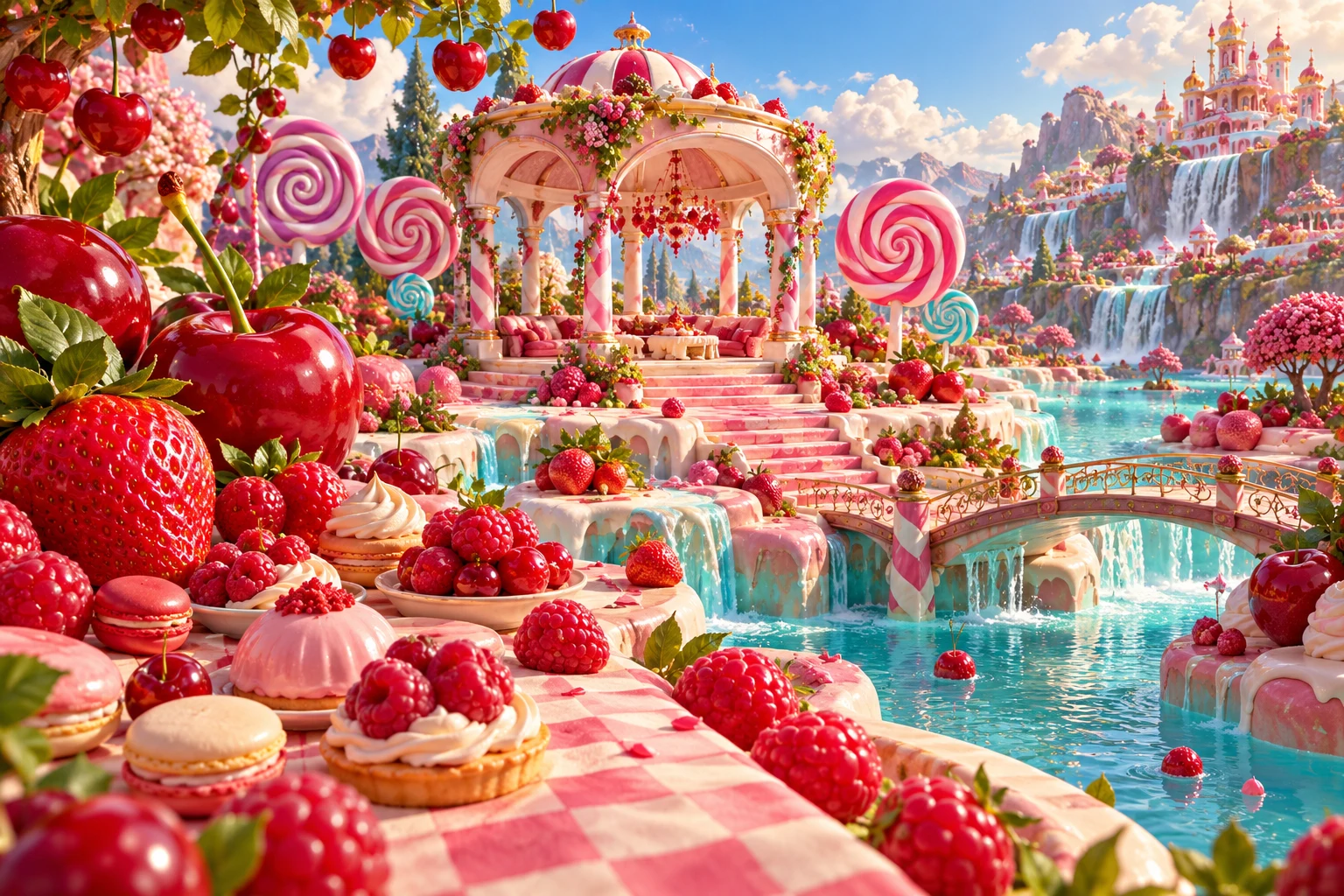 Berry picnic in Tiravunora's illustrated fruit and confectionery world
