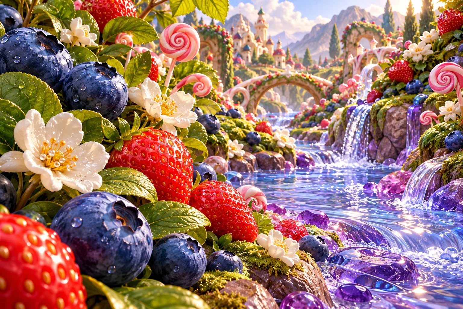 Blueberry patch in Tiravunora's illustrated fruit and confectionery world